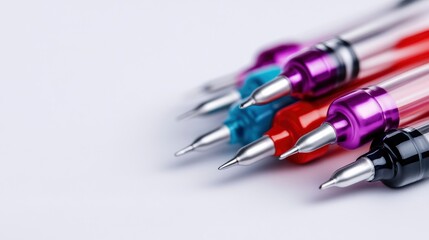 Fototapeta premium Closeup of Colorful Pens on White Background