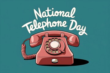National Telephone Day Vintage Rotary Phone Illustration Celebrating Communication