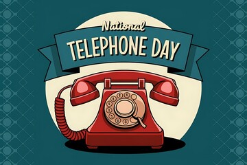 National Telephone Day Vintage Rotary Phone Illustration Celebrating Communication