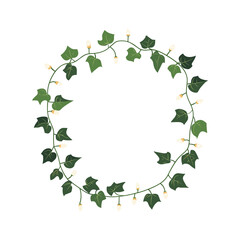 Fototapeta premium Ivy and String Light Wreath for Rustic Decorative Design
