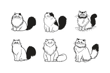 Obraz premium Cat vector design, labeled silhouette linocut art illustration.