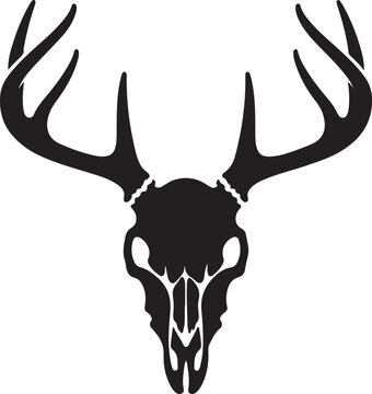 silhouette of deer head skull vector art illustration