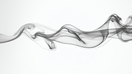 A stream of smoke curls and flows across a white background.