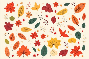 Delicate minimalist floral background with red and beige flowers on branches, nature concept
