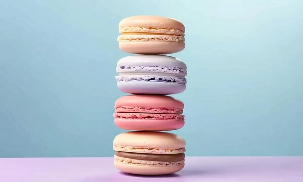 colorful macarons on background