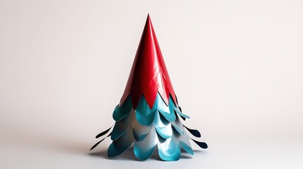 Fototapeta premium Colorful party hat decorated with vibrant patterns and festive designs, perfect for birthday celebrations, New Year’s Eve parties, or any joyful occasion. This fun accessory adds excitement and cheer 