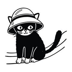 Cat vector design, labeled line and fill art illustration.