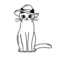 Cat vector design, labeled line and fill art illustration.