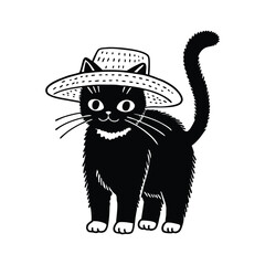Cat vector design, labeled line and fill art illustration.