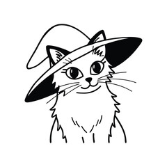 Cat vector design, labeled line and fill art illustration.