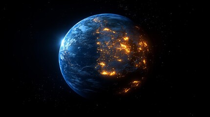 Fototapeta premium Earth from Space with Global Network Connections. Generative AI