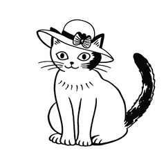 Cat vector design, labeled line and fill art illustration.