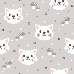 Cute White Kitten Vector Pattern Fashion Designs.