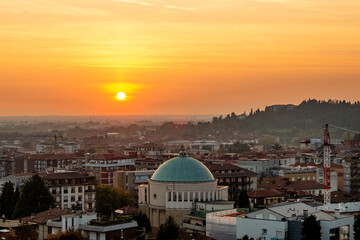 Obraz premium View of Bergamo from Rocca di Bergamo fortress in Upper Town Citta Alta. Bergamo. Italy