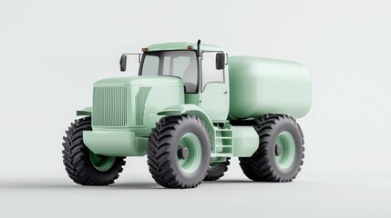 Naklejka premium agrochemical concept, A pastel green agricultural vehicle with large wheels, designed for transporting liquids in the farming sector.