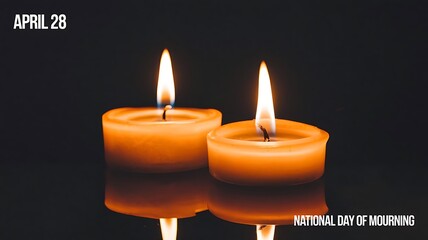 National Day of Mourning Candle Illustration Symbolizing Remembrance and Reflection

