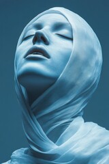 Statue of a woman with a scarf on her head