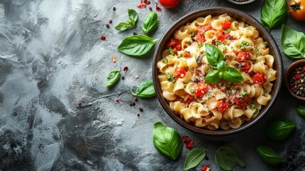 Pasta with Fresh Basil and Tomato Pesto. Generative AI