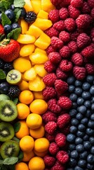 A vibrant arrangement of assorted fruits showcasing colors and textures.