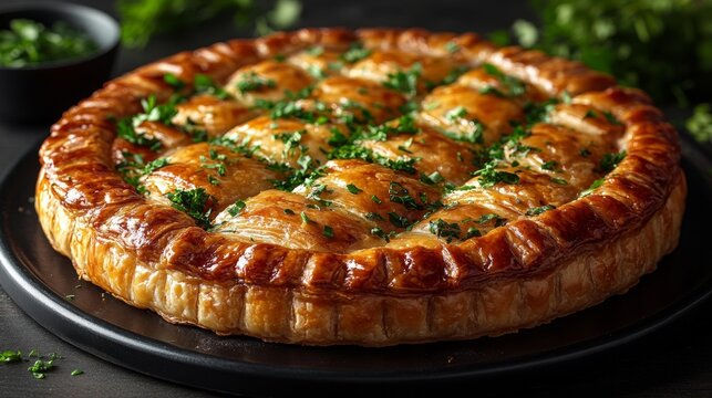 Traditional Russian Chicken Pie Kurnik. Generative AI