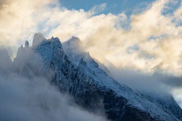 View of Ulamertorsuaq mountain and the view of surrounding mountains and glaciers in Tasermiut fjord (South Greenland)