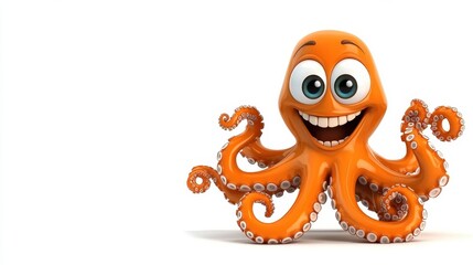 Playful adorable octopus underwater scene cartoon character colorful environment front view fun concept