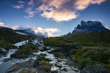 View of Ulamertorsuaq mountain and the view of surrounding mountains and glaciers in Tasermiut fjord (South Greenland)