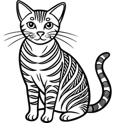 Minimalist Line Art Cat on White Background