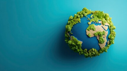 Fototapeta premium Green Earth Globe on Blue Background