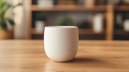 White Mug on Wooden Table