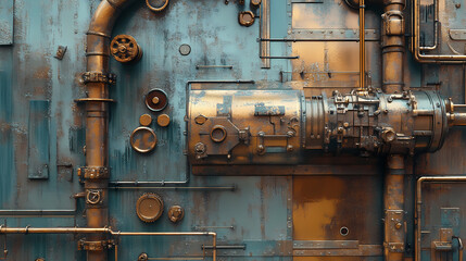 Retro industrialstyle background metallic textures and steampunk elements. Steampunk. Illustration