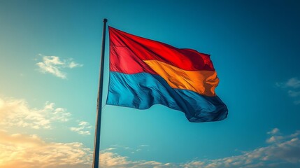 Flag of Eritrea Waving Against the Sky. Generative AI