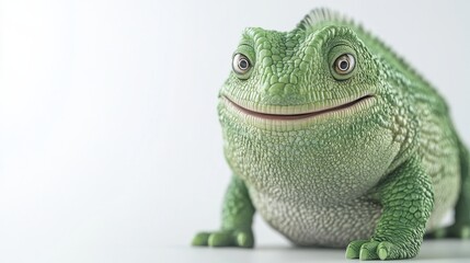 Fototapeta premium Friendly chameleon with large expressive eyes studio setting animal portrait bright background close-up playful concept