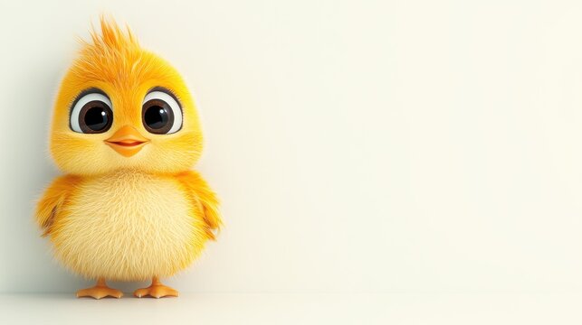 Charming duckling character digital art cute environment playful atmosphere front view whimsical concept