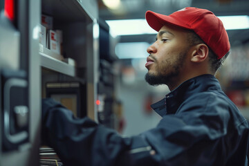 Generative AI Image of Postman Sorting Mail in a Postal Office Environment