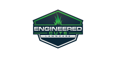 Lawn care lawn mower service creative logo emblem modern design