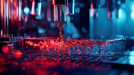 Ultra-detailed image of bioprinting vascular networks, precise cell arrangement, glowing medical lab 