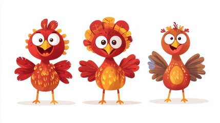 Obraz premium Cute cartoon character of turkey. Thanksgiving holiday celebration.