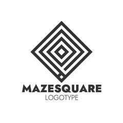 Geometric abstract logo design with maze-like square pattern