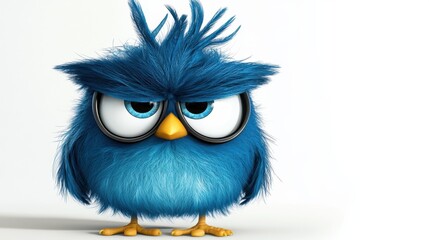 Fototapeta premium Playful bluebird character digital art whimsical environment close-up view conceptual design