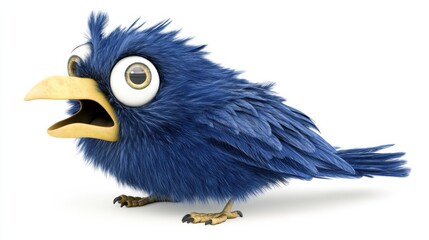 Fototapeta premium Playful bluebird character whimsical environment illustrated scene fun cartoonish soft feathers