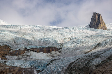 View of Ulamertorsuaq mountain and the view of surrounding mountains and glaciers in Tasermiut fjord (South Greenland)	