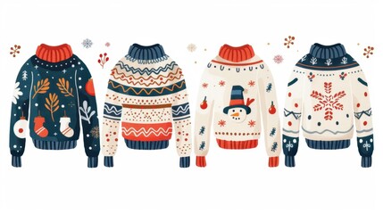 Festive sweater designs christmas watercolor clipart holiday illustrations cozy environment artistic viewpoint seasonal concepts