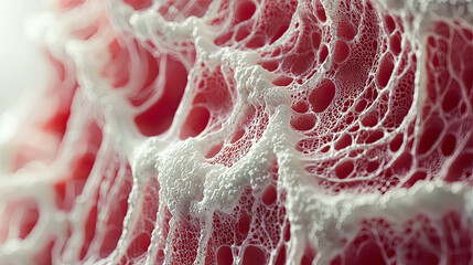 Ultra-detailed view of bioprinted vascular tissue layers, intricate organic patterns, advanced bioprinting lab 