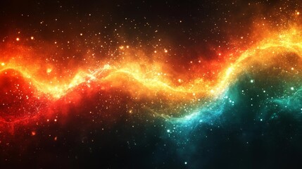 Naklejka premium Colorful Cosmic Nebula with Stars. Generative AI