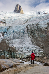 View of Ulamertorsuaq mountain and the view of surrounding mountains and glaciers in Tasermiut...