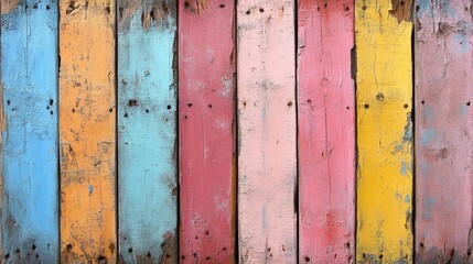Colorful Vintage Wooden Planks Background. Generative AI