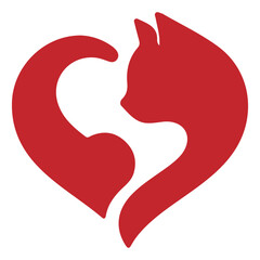 Red heart cat for valentine's day vector clipart