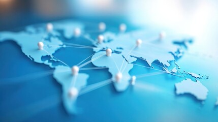 This world map illustrates various points of connectivity across different continents, emphasizing global networking and communication technologies