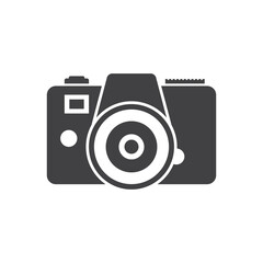 Photo camera icon in flat style. Photography equipment vector illustration on isolated background. Professional photographic sign business concept.